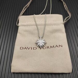 David Yurman Silver Starburst Diamond Necklace - Silver